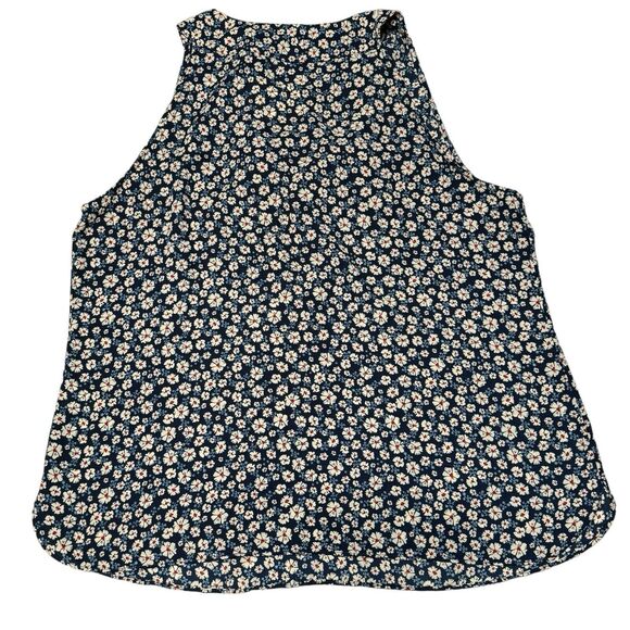 NEW!  7th‎ Avenue Design Studio New York & Company Large Navy Blue Floral Blouse - Picture 7 of 12